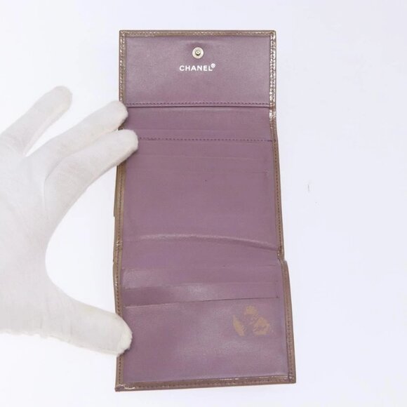 CHANEL Bifold Wallet Enamel Purple Silver CC Auth - Picture 9 of 16